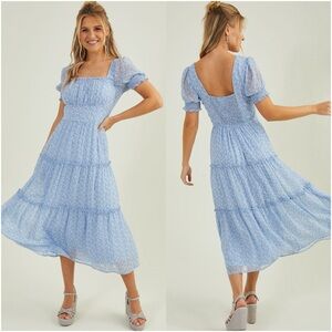 ALTAR’D STATE Wyn Puff Sleeve Dress In Blue Floral